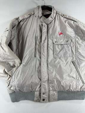 Vintage Upstream Racing Division Gray Bomber Jacket XL